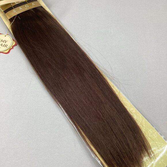 16” #4 Dark Brown Saga Remi Yaki Straight Human Hair Track Extensions - Picture 2 of 5